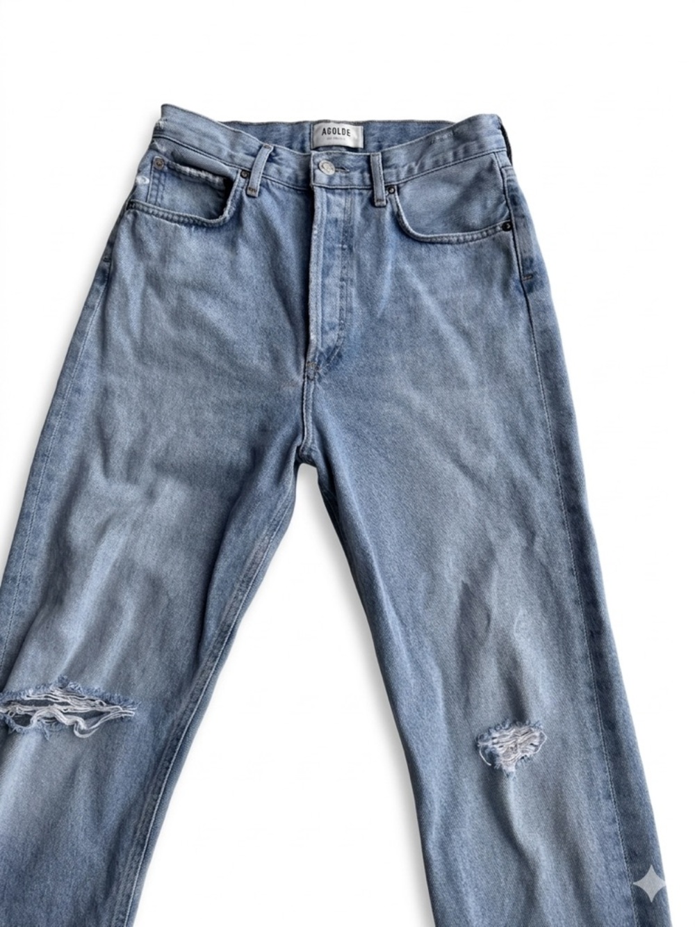 Agolde 90’s Light Blue High-Rise Distressed Jeans – Size 26